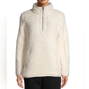 Time & Tru - Women's Sherpa Quarter Zip Fleece Pullover - XL - Cream